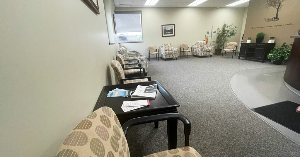 The waiting room at Crowsnest Dental